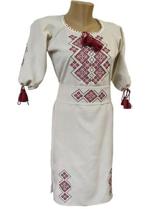 Модне вишите жіноче плаття середньої довжини «святкова» код/ар...3 фото