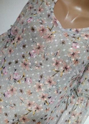 Новая красивая шифоновая блуза цветочный принт рукав волан3 фото