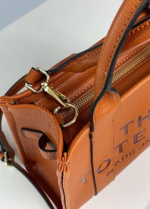 Крута жіноча сумка marc jacobs у коричневому рудому кольорі у преміум шкірі, преміальна модель шопер шопер на блискавці2 фото