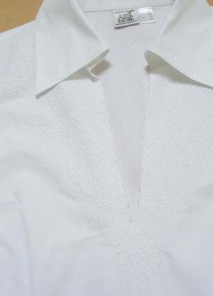 Белая хлопковая блуза рубашка вышиванка alba moda размер 184 фото
