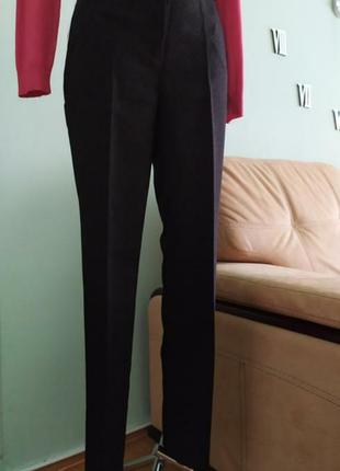 Класичні теплі вовняні жіночі темно коричневі штани1 фото
