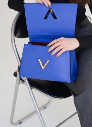 Шикарна жіноча сумка louis vuitton брендована в синьому кольорі, ошатна луї віттон, туреччина знижка2 фото