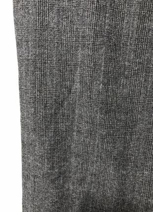 Stefanel шерстяные брюки укороченные в клетку серые тёплые широкие кюлоты трубы6 фото