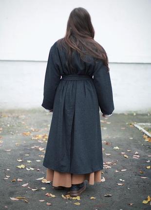 Брендовое длинное шерстяное пальто на поясе шерсть кашемир чёрное классическое оверсайз4 фото