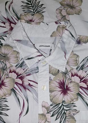 Шикарная белая рубашка в цветочный принт jack&jones made in bangladesh6 фото