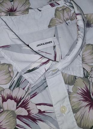 Шикарная белая рубашка в цветочный принт jack&jones made in bangladesh7 фото