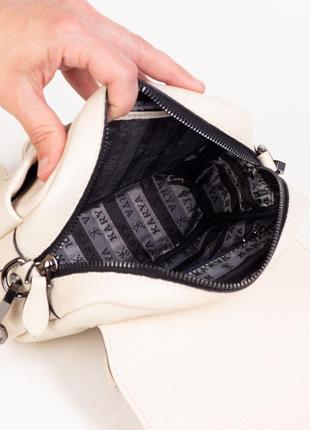 Жіноча шкіряна сумка крос-боді karya 2389-13 молочна10 фото