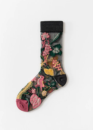 Нові прозорі шкарпетки з вишивкою