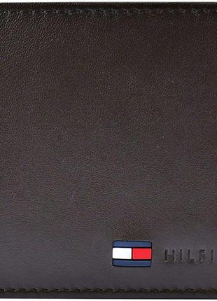Кожаный мужской кошелек tommy hilfiger коричневый бумажник оригинал из сша
