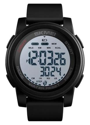Чоловічий спортивний годинник skmei 1469 fitness (чорний з білим)
