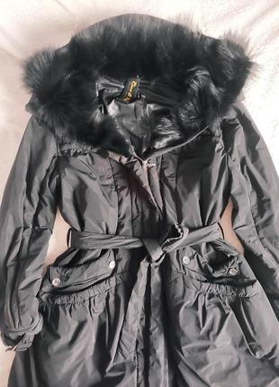 Куртка пальто с мехом и капюшоном rino pelle luxury collection 46 р италия1 фото