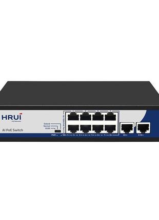 Poe комутатор 10-портовий hongrui hr900-af-82gn