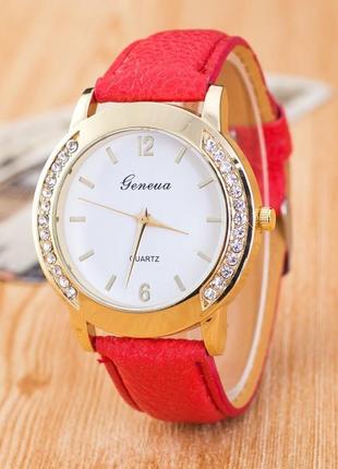 Годинник женева geneva півколо червоний ремінець