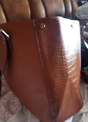 3 дня!брендовая качественная модная сумка шоппер рыже коричневая8 фото