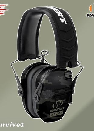 Активні тактичні навушники walker`s razor slim чорний мультикам