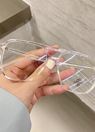 Квадратні іміджеві окуляри авіатор жіночі honey fashion accessories прозорі (7059)