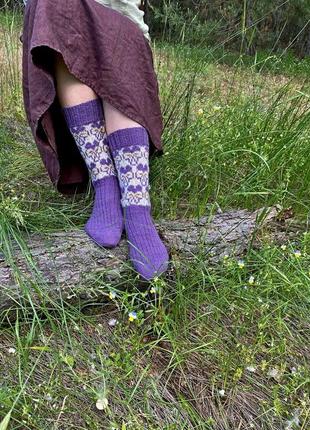 В'язані вовняні шкарпетки #wildflovers8 фото