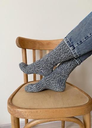 Шкарпетки вовняні сірий меланж1 фото