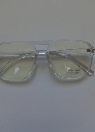Квадратні іміджеві окуляри авіатор жіночі honey fashion accessories прозорі (7059)2 фото