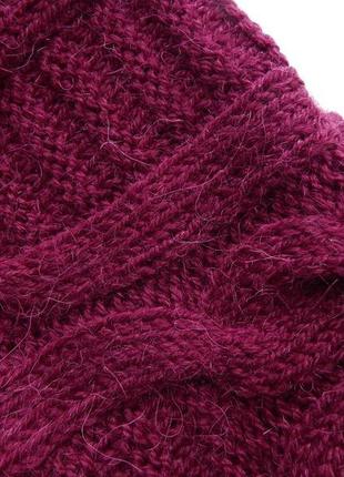 Вязаный бордовый шарф из альпаки8 фото