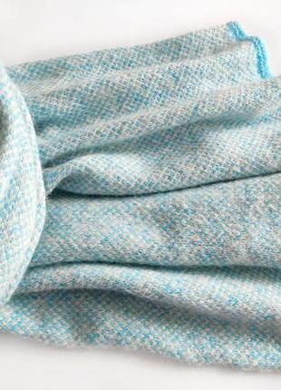 В'язаний світло-блакитгний жакардовий шарф з альпаки3 фото