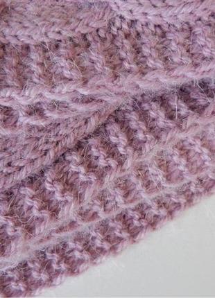 В'язаний світло-рожевий шарф з альпаки5 фото