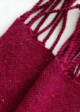 Тканий вишневий твідовий шарф8 фото