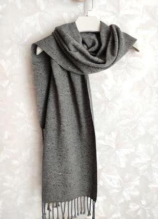 Тканий сірий твідовий шарф5 фото
