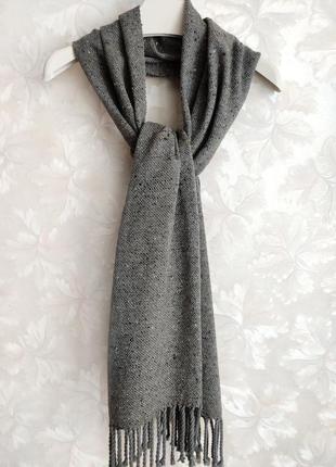 Тканий сірий твідовий шарф4 фото