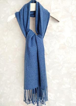 Тканий блакитний твідовий шарф6 фото