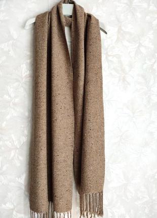 Тканий світло-коричневий твідовий шарф з альпакою4 фото
