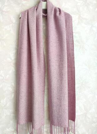 Тканий світло-рожевий твідовий шарф з альпакою5 фото