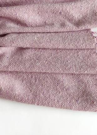 Тканий світло-рожевий твідовий шарф з альпакою8 фото