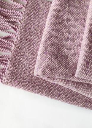 Тканий світло-рожевий твідовий шарф з альпакою2 фото