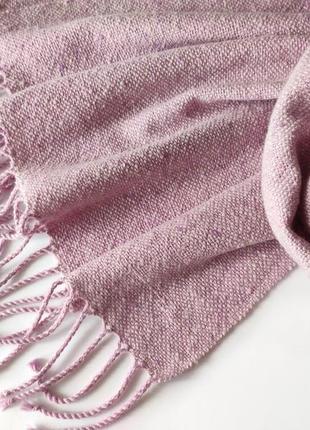 Тканий світло-рожевий твідовий шарф з альпакою7 фото