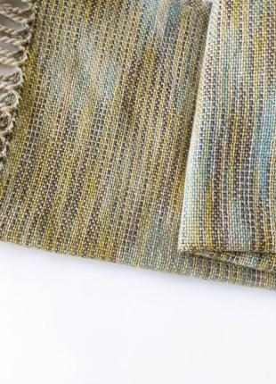 Тканий смугастий гірчично-бежевий шарф з мериноса7 фото