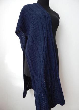 В'язаний темно-блакитний шарф з альпаки8 фото