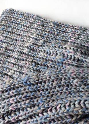 В'язаний зимовий сіро-блакитний шарф з альпаки8 фото