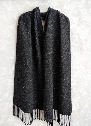 Тканий темно-сірий твідовий шарф з мериноса5 фото