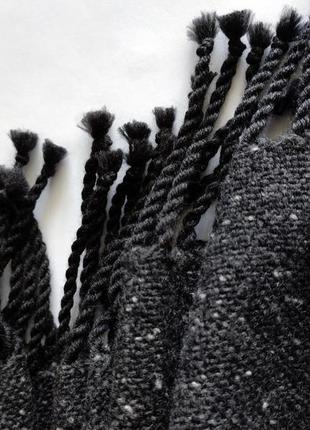 Тканий темно-сірий твідовий шарф з мериноса3 фото