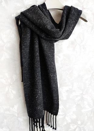 Тканий темно-сірий твідовий шарф з мериноса6 фото