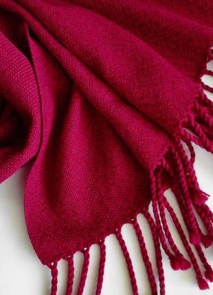 Тканий вишневий шарф з мериноса з кашеміром