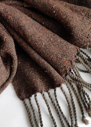 Тканий темно-коричневий твідовий шарф1 фото