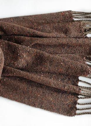 Тканий темно-коричневий твідовий шарф7 фото