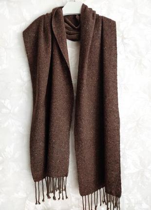 Тканий темно-коричневий твідовий шарф6 фото