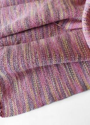 Тканий смугастий рожевий шарф з мериноса8 фото