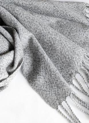 Тканий сірий меланжевий шарф з мериноса1 фото