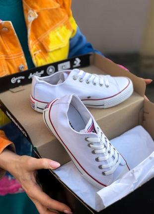 Классические кеды converse all star в белом цвете.5 фото