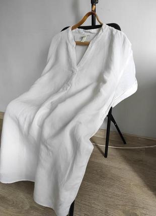 Белое платье платье белое льняное платье h&amp;m