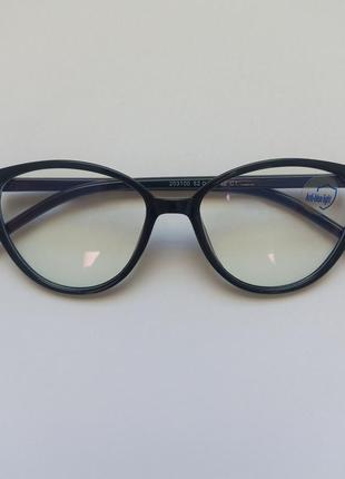 Круглі іміджеві окуляри котяче око жіночі honey fashion accessories чорні (7066)3 фото